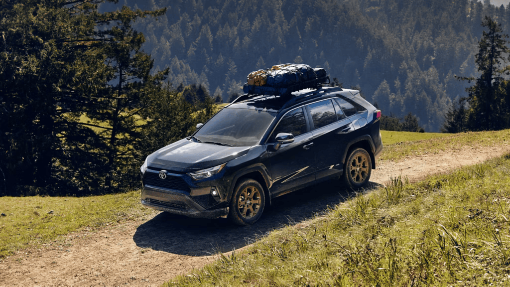 El Toyota RAV4 2025 se aventura en la naturaleza salvaje.