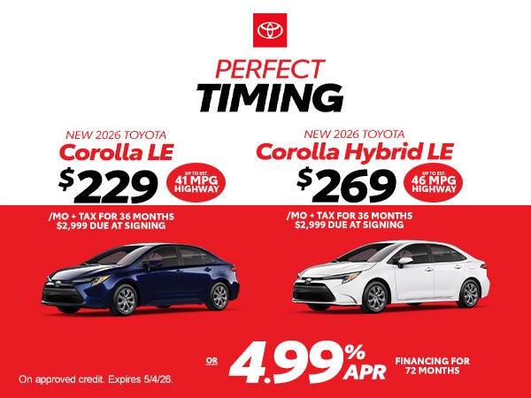 Corolla LE y Corolla Hybrid LE 2026